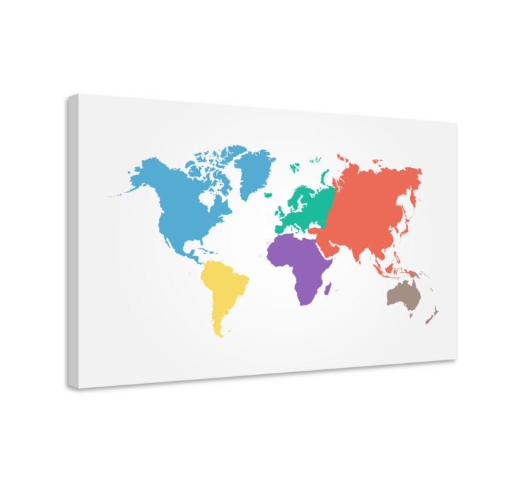 Quadro mappamondo contorno del mondo colorato - TenStickers