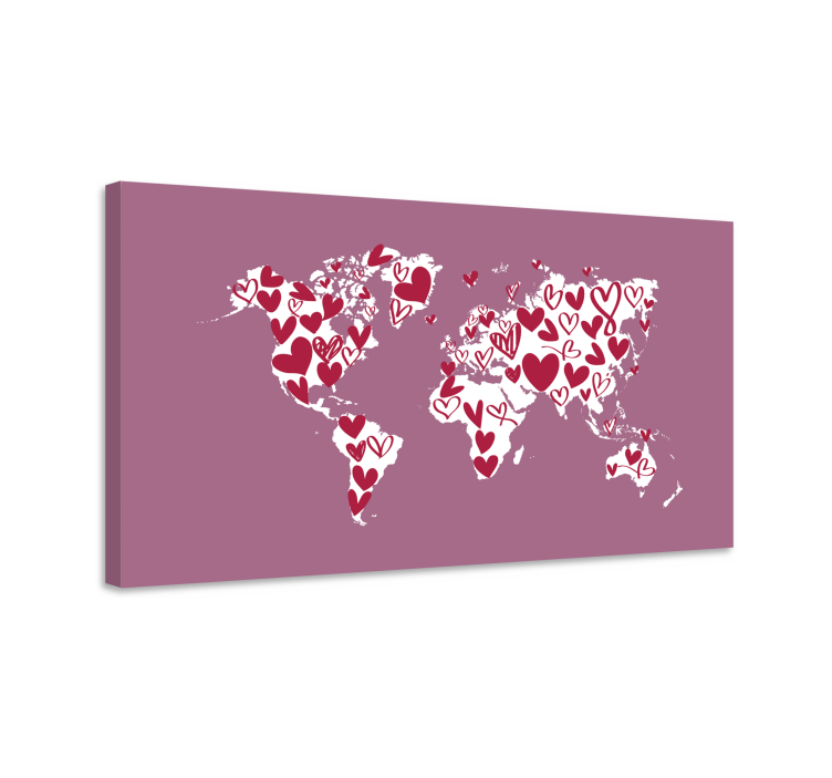 Quadro mappamondo cuori nel mondo - TenStickers