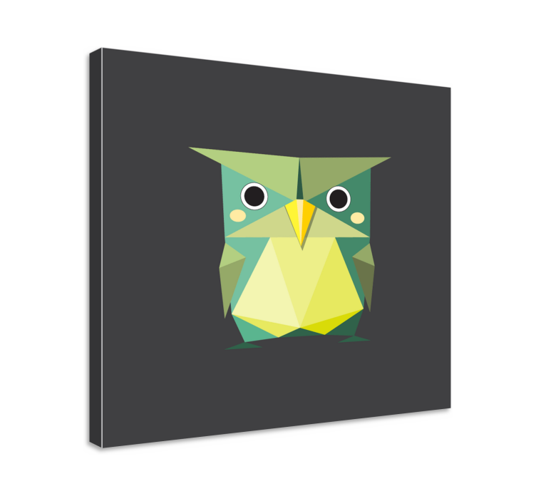 Quadro con animali e insetti gufo verde geometrico - TenStickers