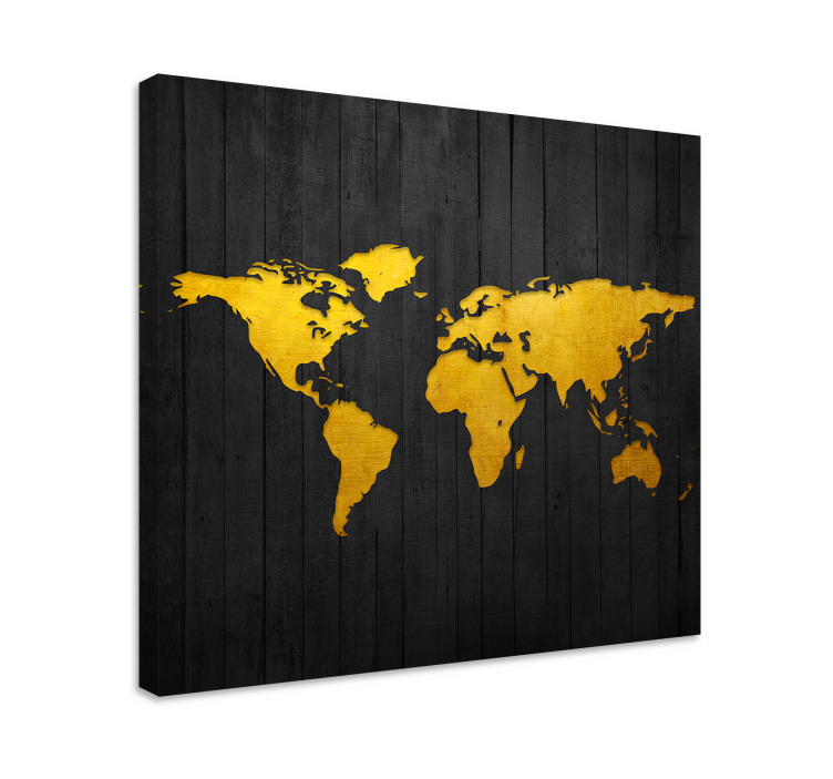 Quadro mappamondo oro con struttura in legno - TenStickers