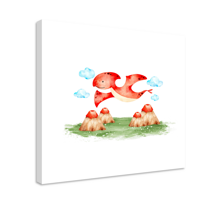 Dipinto dinosauri creatura rossa volante - TenStickers