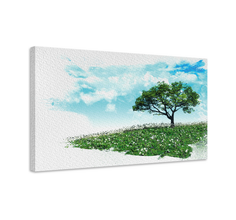 Quadro con alberi albero verde solitario - TenStickers