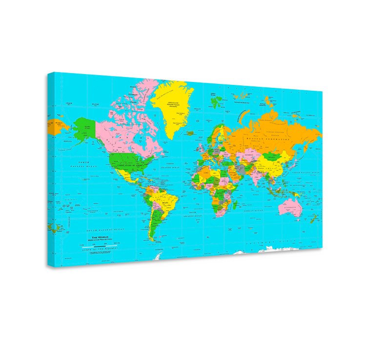 Quadro con mappa del mondo politica - TenStickers