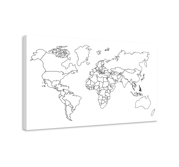 Quadro mappamondo mappa del mondo a contorno - TenStickers