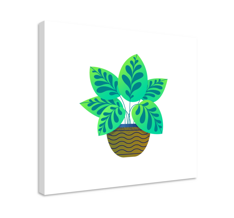 Dipinto fiori e piante fogliame verde lussureggiante - TenStickers