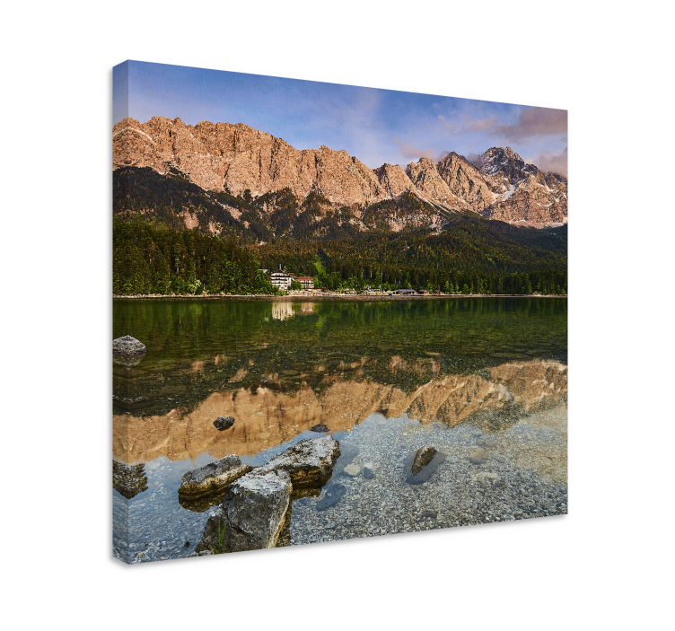 Quadro paesaggio riflesso di montagna e lago - TenStickers