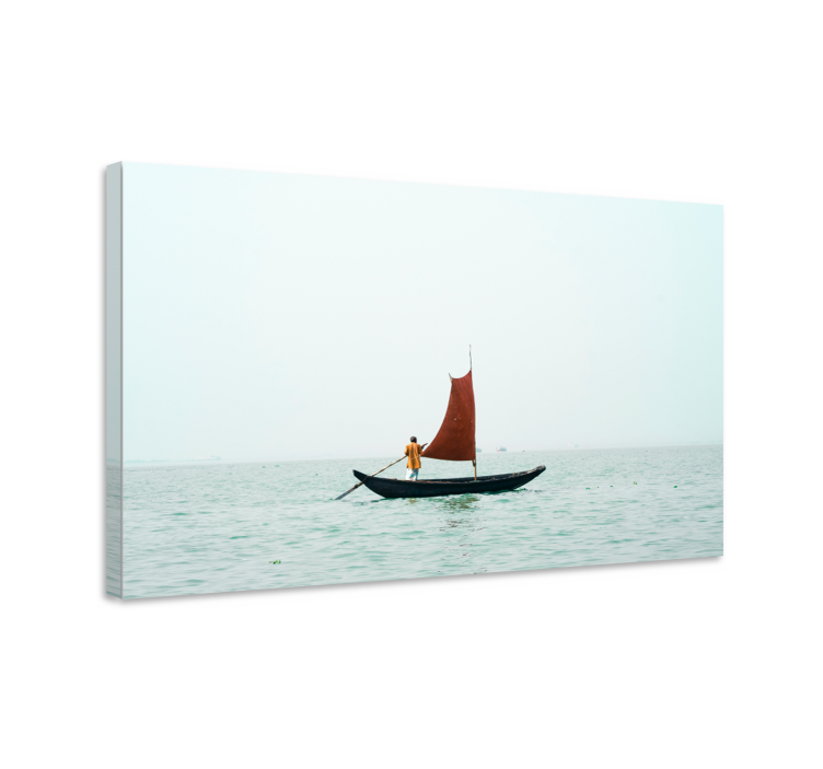 Quadro paesaggio vela rossa in navigazione - TenStickers