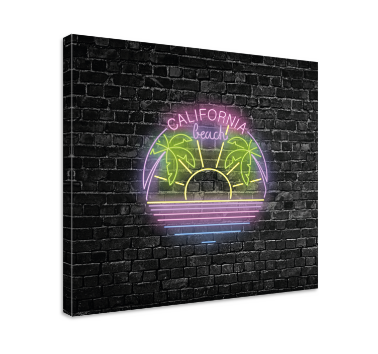 Quadro città e paesi spiaggia di california neon - TenStickers