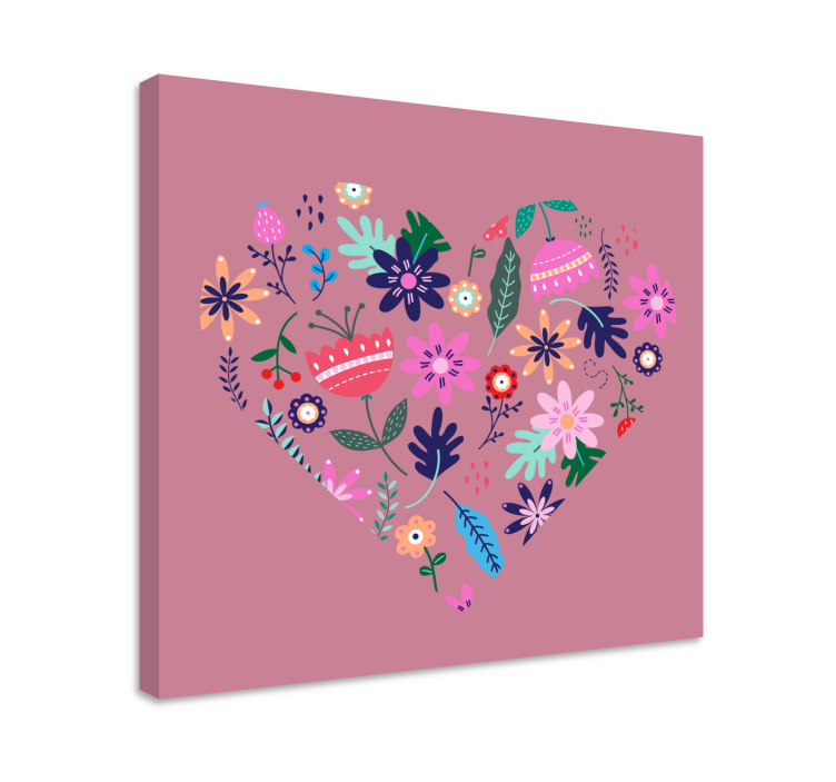 Dipinto fiori e piante composizione floreale cuore - TenStickers
