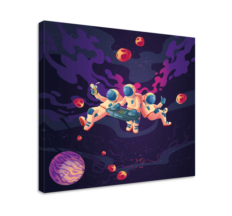 Quadro videogioco astronauti che giocano insieme - TenStickers