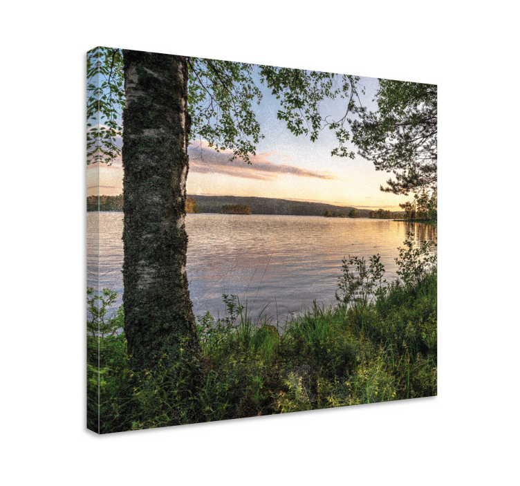 Quadro paesaggio tramonto sereno sul lago - TenStickers