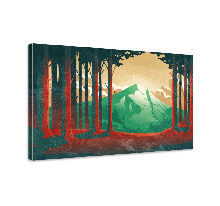 Quadro paesaggio montagne e alberi - TenStickers