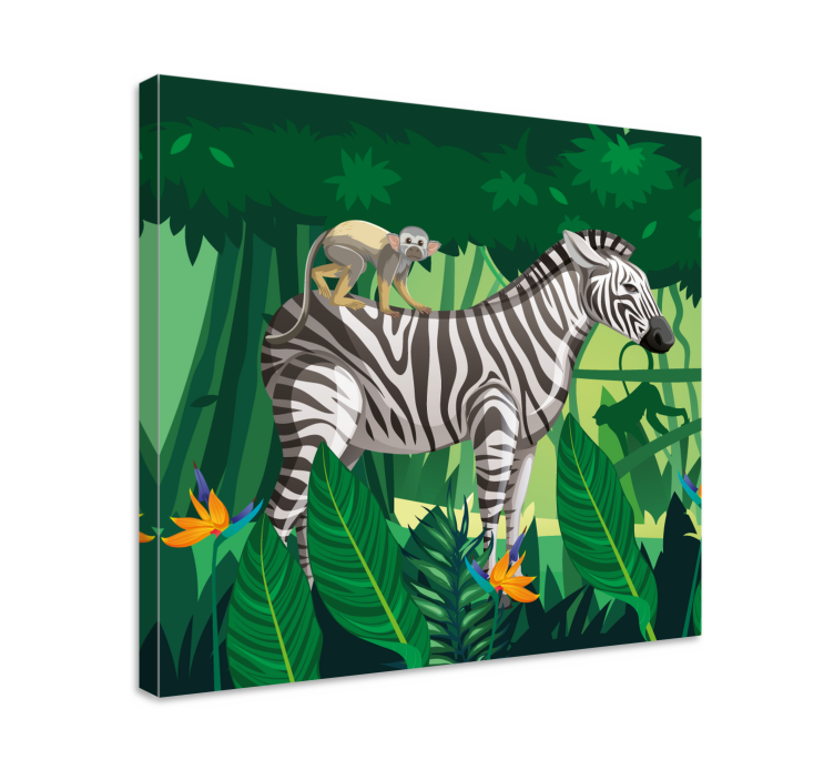 Quadro con animali e insetti zebra e scimmia - TenStickers