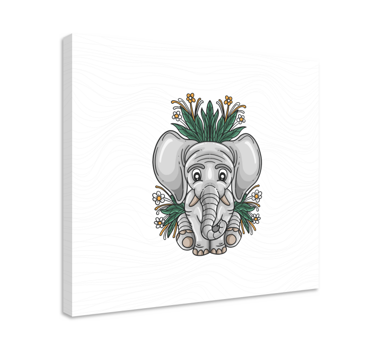 Quadro con elefanti disegno giocoso dell'elefante - TenStickers
