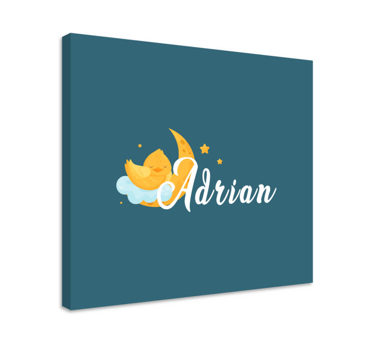 Quadri cameretta neonato pulcino che dorme sulla luna - TenStickers