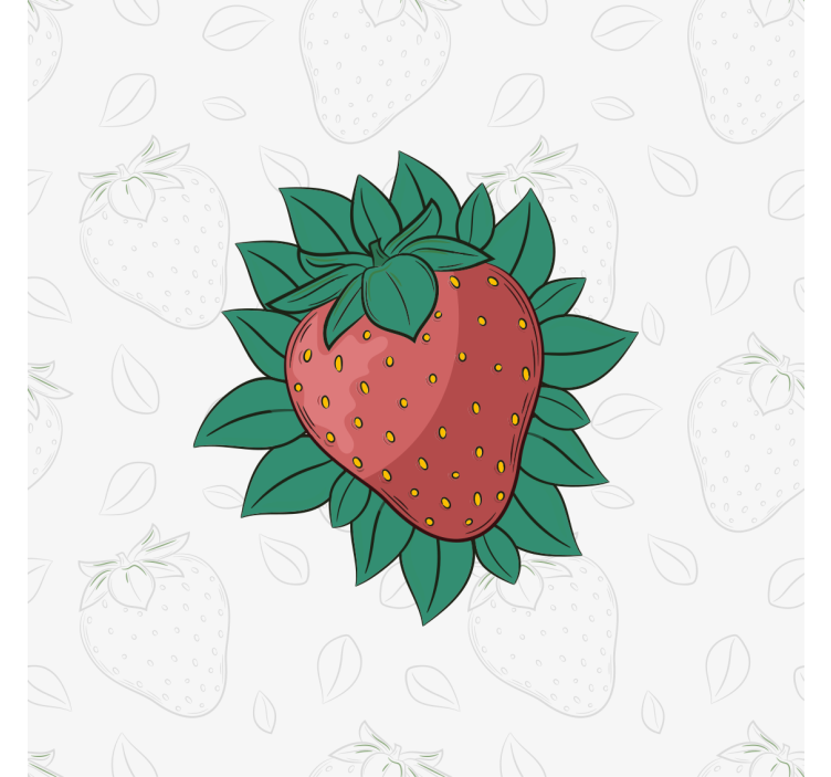 Dipinto frutta e natura morta fragola con foglie - TenStickers