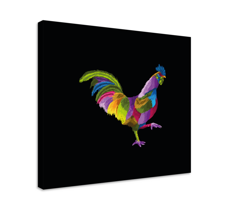 Quadro con uccelli disegno di gallo colorato - TenStickers