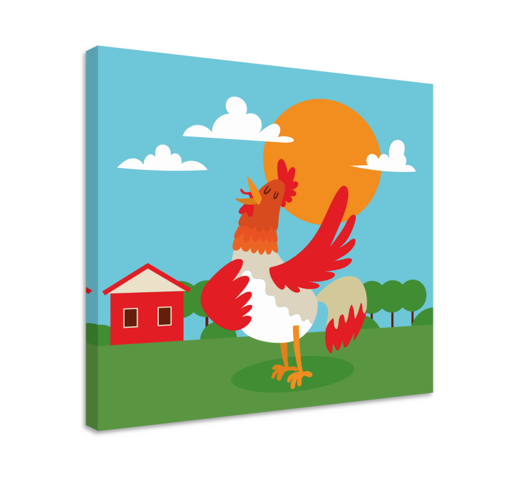 Quadro con animali e insetti gallo che celebra l'alba - TenStickers