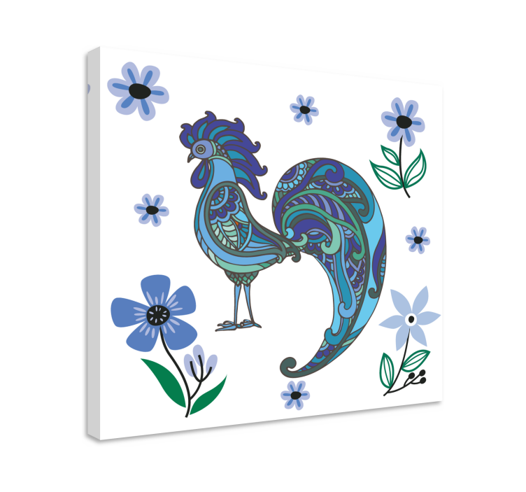 Quadro con animali e insetti scultura di gallo colorato - TenStickers