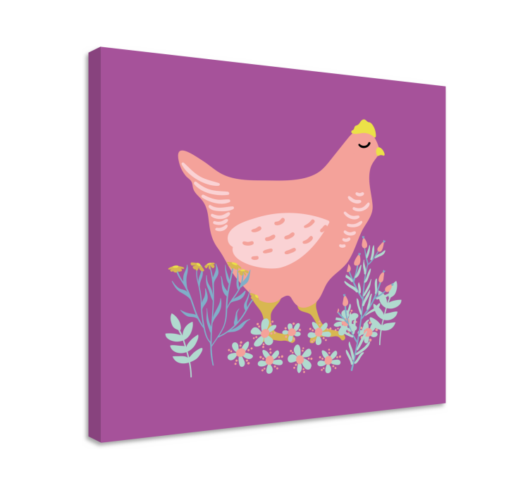 Quadro con animali e insetti affascinante gallina rosa - TenStickers