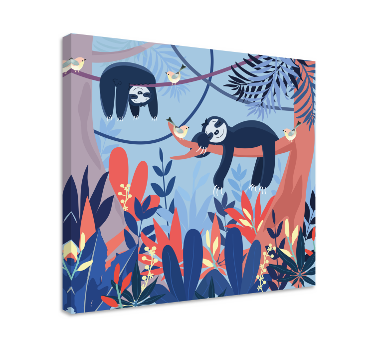 Quadro con animali e insetti bradipi su un ramo - TenStickers