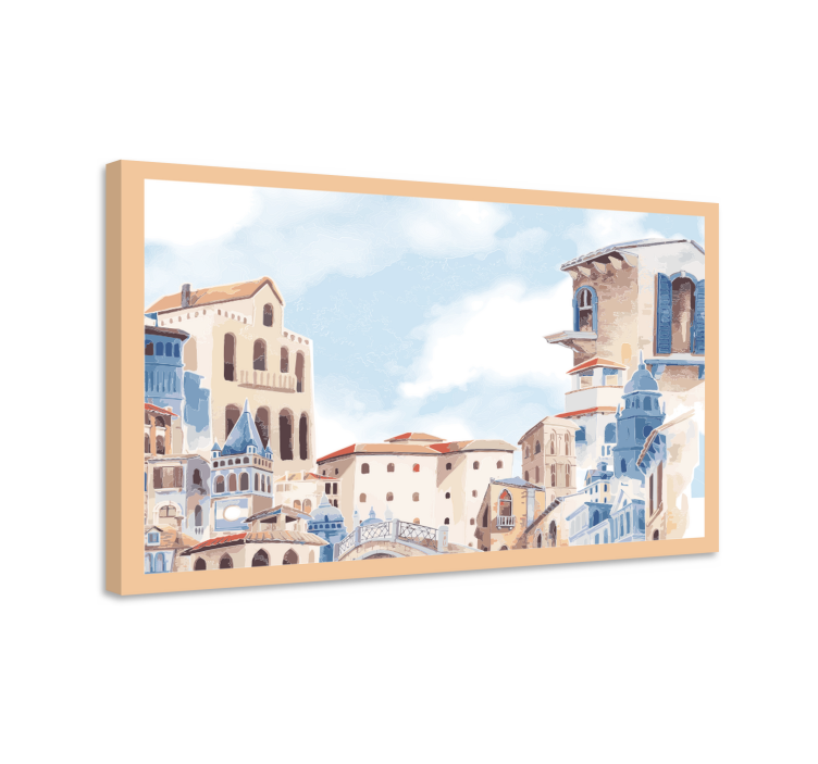 Quadro città e paesi villaggio costiero incantevole - TenStickers
