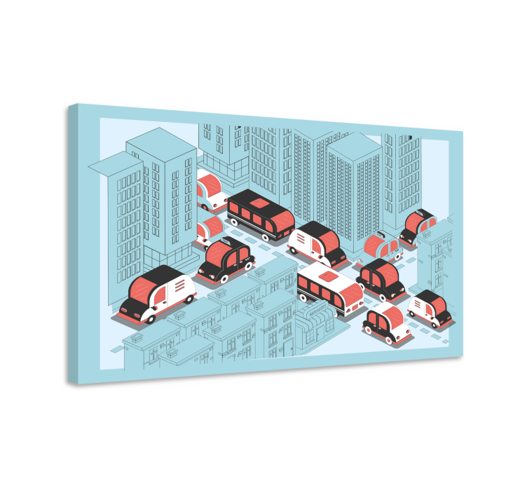 Quadro città e paesi scena di traffico urbano - TenStickers