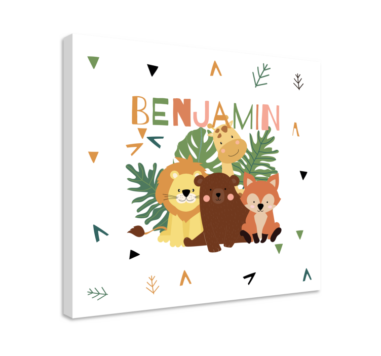 Quadro con animali e nome personalizzabile - TenStickers