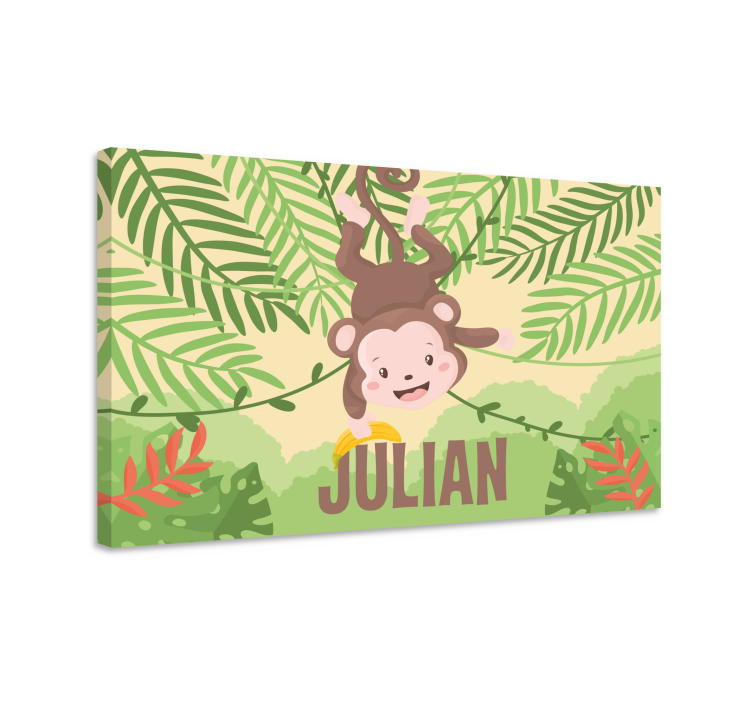 Dipinto dinosauri divertimento con scimmie appese - TenStickers