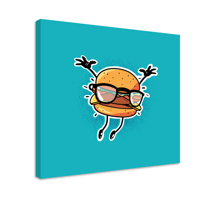 Quadro con testo personaggio hamburger felice - TenStickers