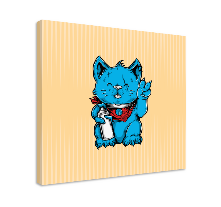 Quadro gatto felice gatto blu - TenStickers