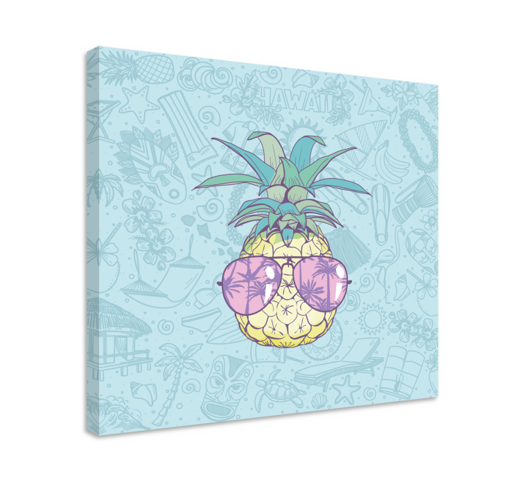Dipinto frutta e natura morta ananas con occhiali da sole - TenStickers