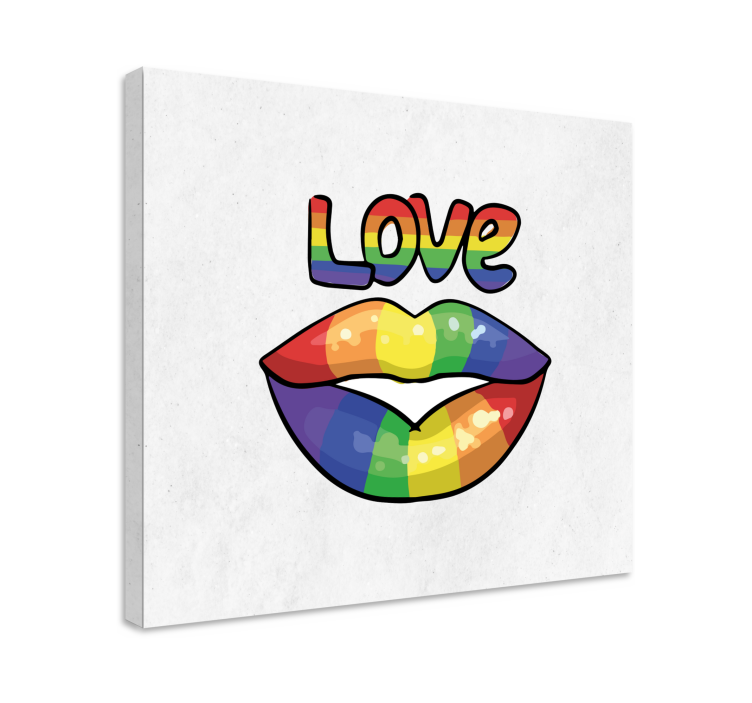 Quadro con frase labbra d'amore colorate - TenStickers