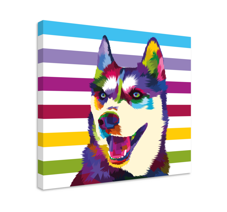 Dipinto cane ritratto di husky colorato - TenStickers