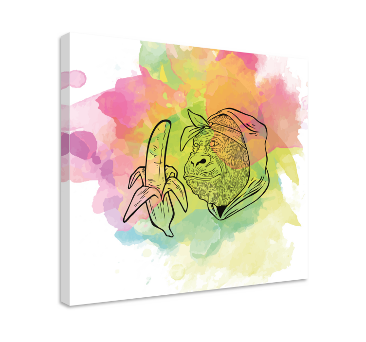 Dipinto con alfabeto e lettere gorilla che tiene banana - TenStickers