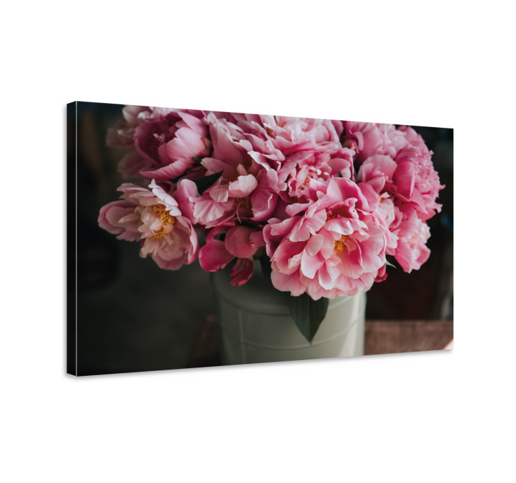 Dipinto fiori e piante composizione di peonie rosa - TenStickers