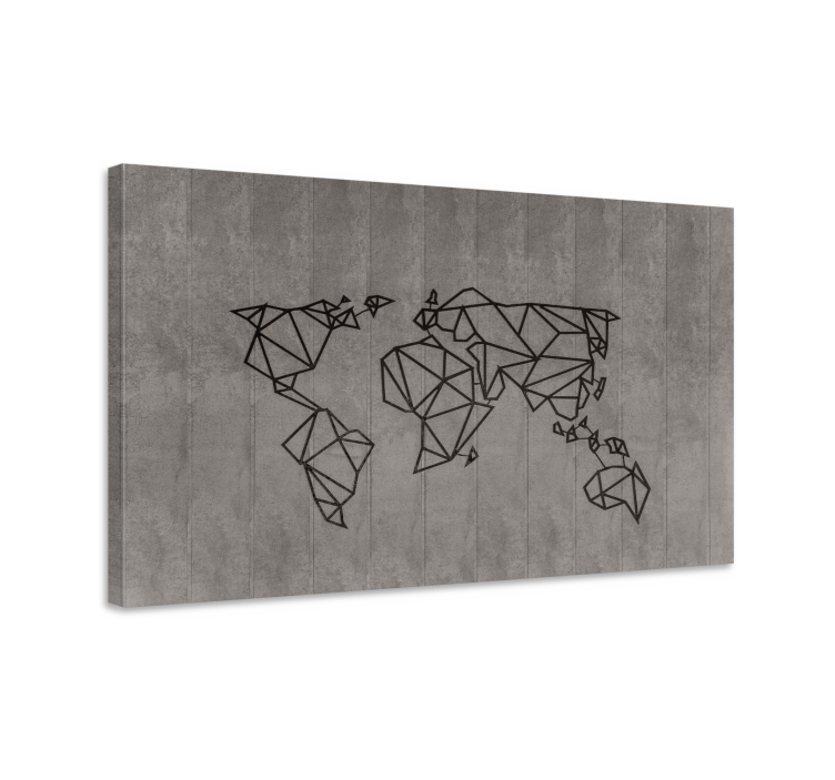 Quadro mappamondo contorno geometrico del mondo - TenStickers