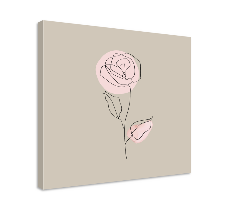 Dipinto fiori e piante linea elegante rosa - TenStickers