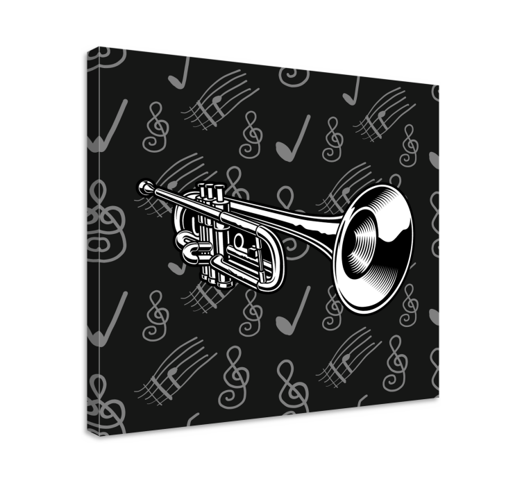 Quadro musicale tromba in ottone musicale - TenStickers