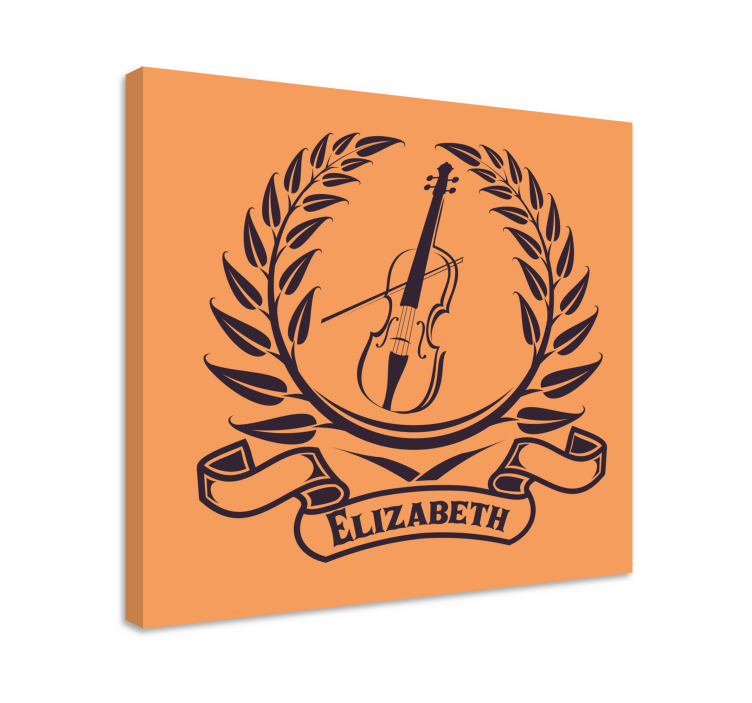 Quadro musicale emblema di alloro per violino - TenStickers