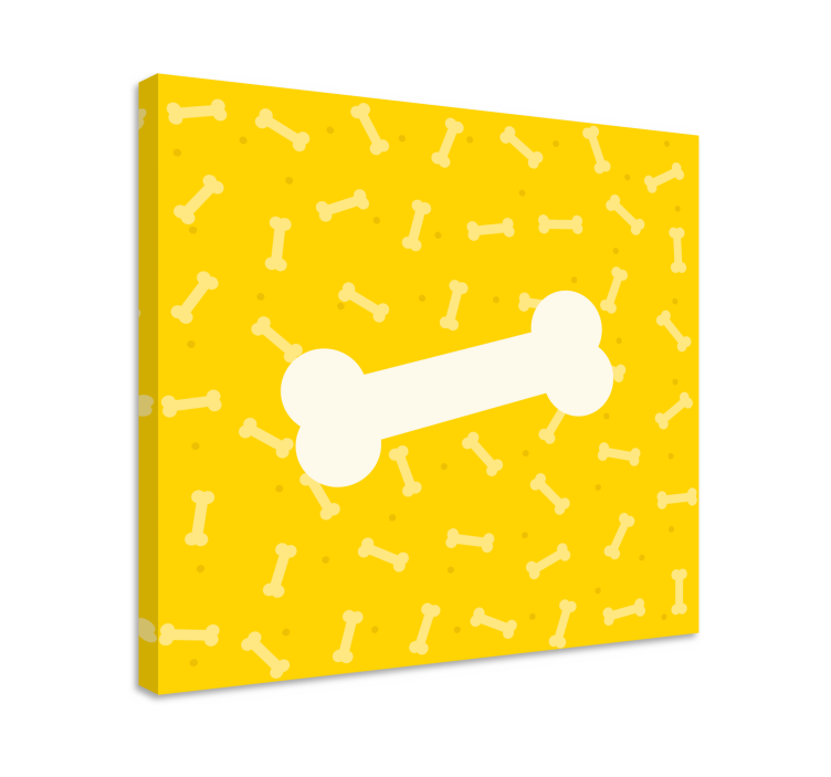 Quadro cane Simpatico osso di cane con sfondo giallo - TenStickers