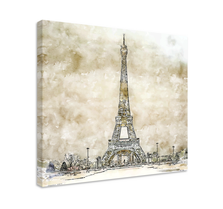 Quadro città e paesi schizzo torre eiffel - TenStickers