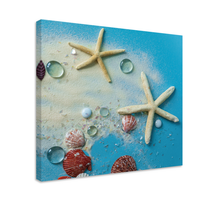 Quadro 3D Stelle marine sulla sabbia colorata - TenStickers