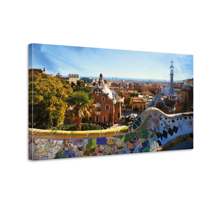 Quadro città e paesi vista mosaico di barcellona - TenStickers