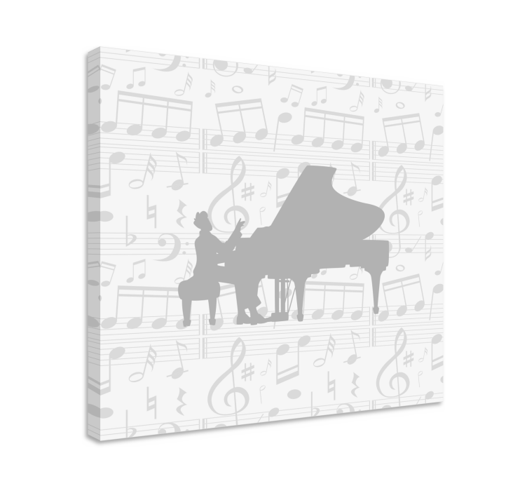Quadro musicale silhouette di melodie per pianoforte - TenStickers