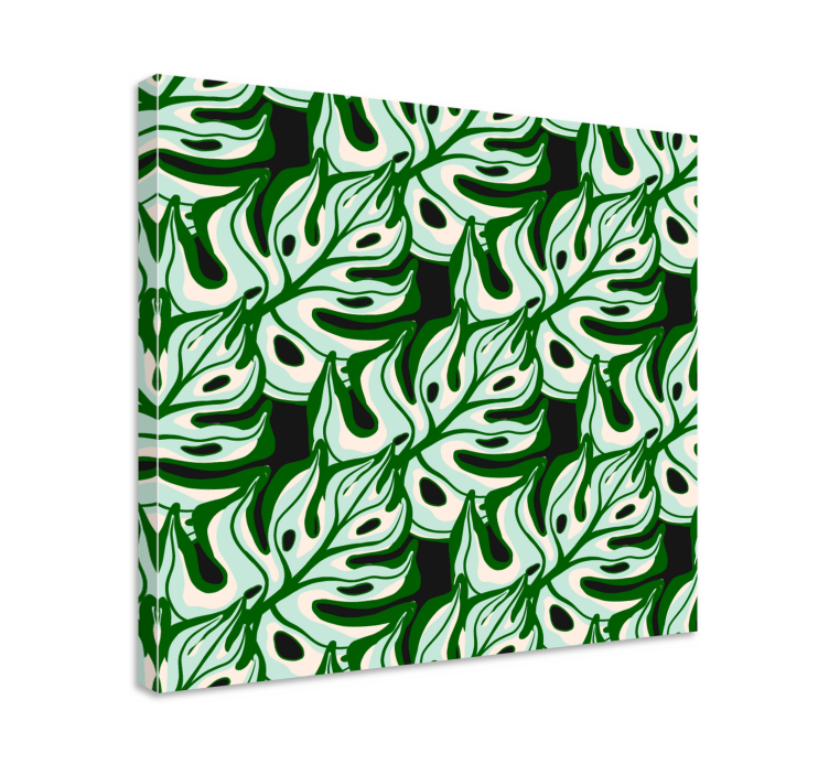 Dipinto fiori e piante motivo foglia di monstera - TenStickers