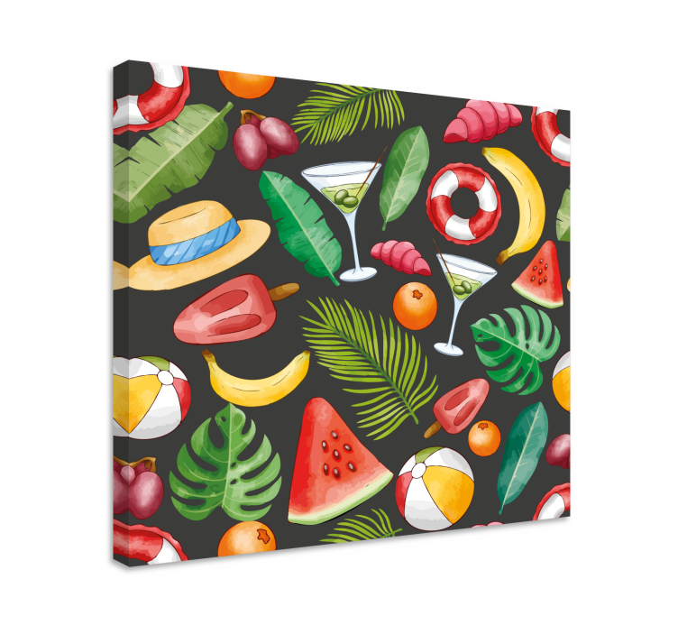 Dipinto frutta e natura morta tema rinfrescante tropicale - TenStickers