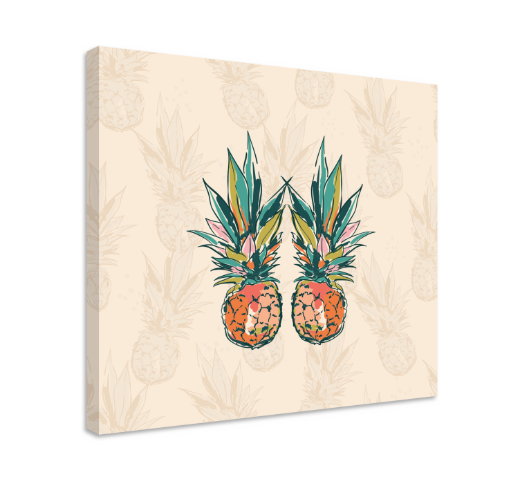 Dipinto frutta e natura morta duo di ananas tropicali - TenStickers