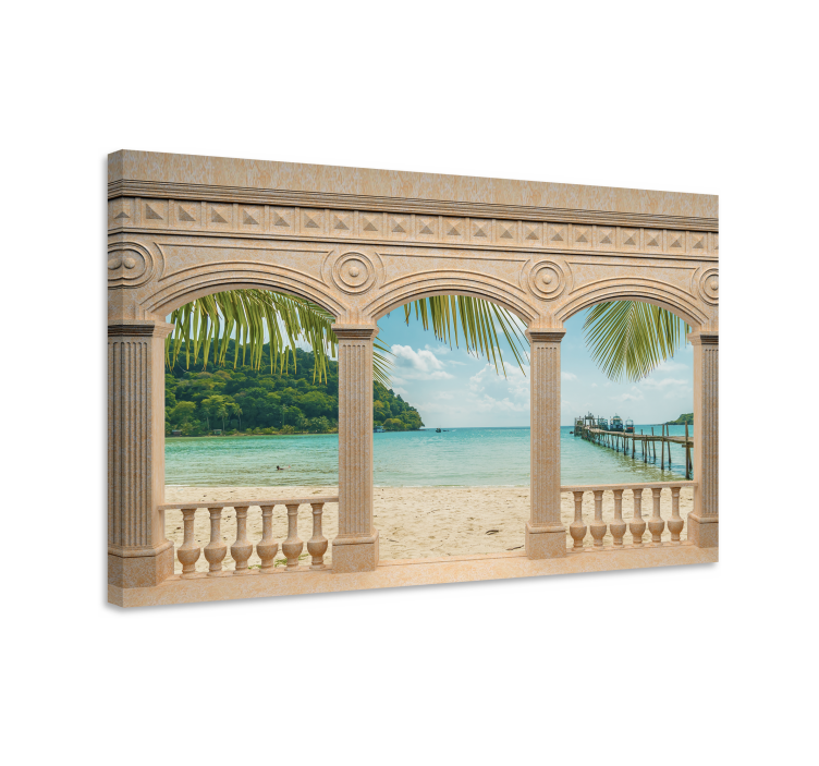 Quadro paesaggio vista spiaggia tropicale - TenStickers