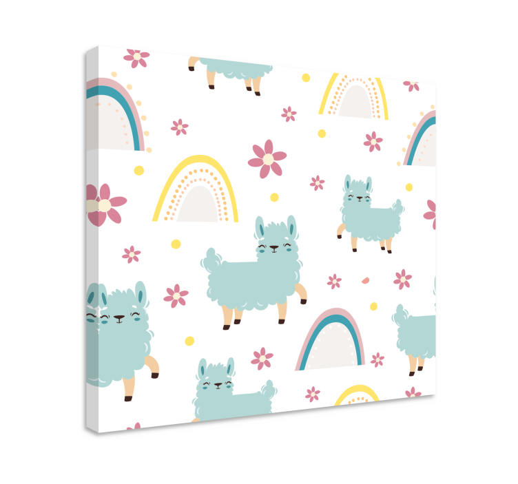 Quadro con animali e insetti llama e fiori - TenStickers